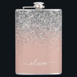 Cantil Rapariga do Monograma com rosa Dourado Blush Pink<br><div class="desc">Rosa Dourado - Cor-de-rosa pincelado e brilho prateado com brilho esfregado de metal, nome do monograma e quadro inicial. Isto faz o doce e perfeito aniversário de 16 anos, casamento, chá de panela, aniversário, chá de fraldas ou festa de solteira presente para alguém que ama luxo de luxo e estilos...</div>