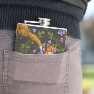 Cantil Raposa, flores e marivas, verdes, laranja e viole