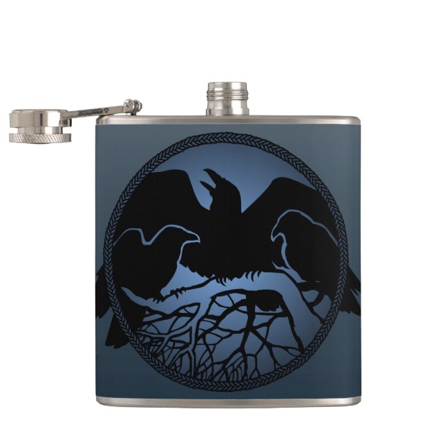 Cantil Raven Flask Custom Raven / Crow Art Drask (Aberto)