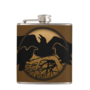 Cantil Raven Flask Custom Raven / Crow Art Drask