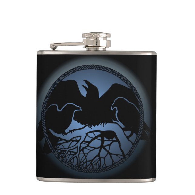 Cantil Raven Flask Custom Raven / Crow Art Drask (Frente)