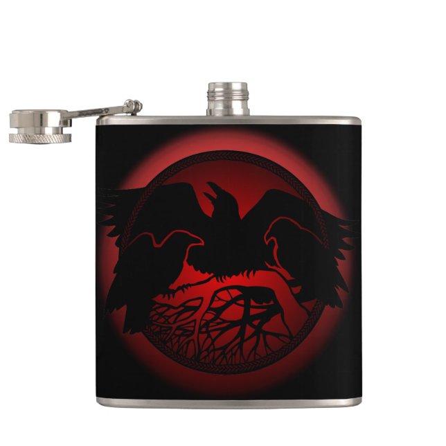 Cantil Raven Flask Custom Raven / Crow Art Drask (Aberto)