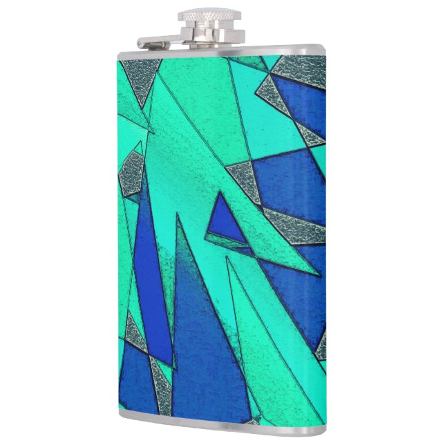 Cantil recortes triangulares verdes sobre fundo azul, ásp (Esquerda)