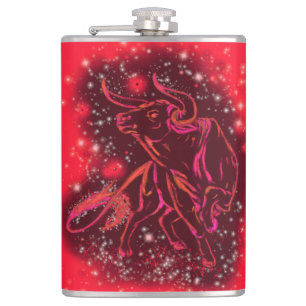 Cantil Red Flask Bull Running At Starry Night