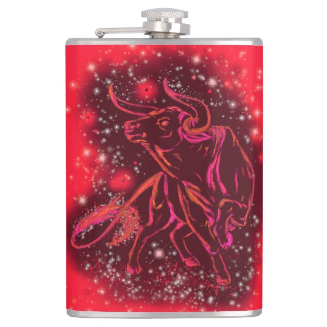 Cantil Red Flask Bull Running At Starry Night (Frente)