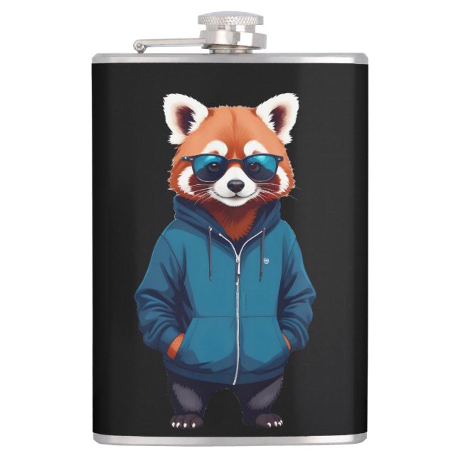Cantil Red Panda Vestindo Hoodie Engraçado Música Animal  (Frente)