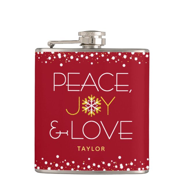 Cantil Red Peace Joy Love Christmas Modern Snowflake (Frente)