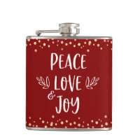 Red Peace Love Joy Modern Typografia Dourada Confe