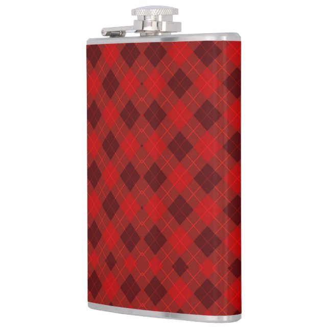 Cantil Red plaid hip flask with a metal cap (Esquerda)