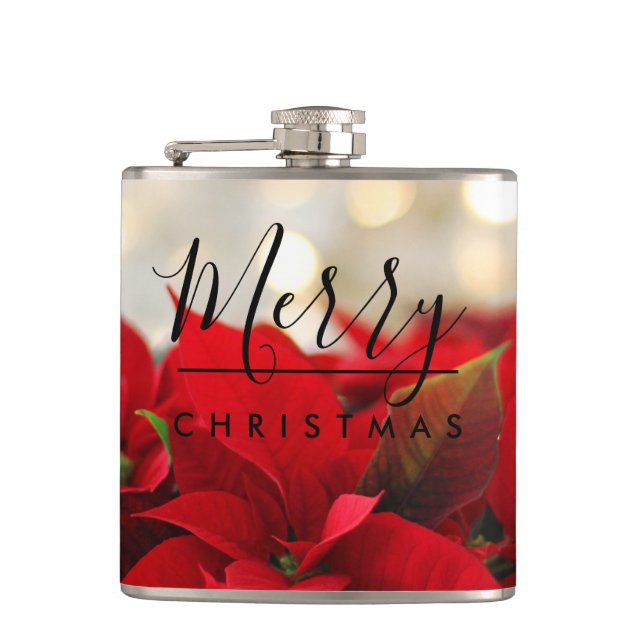 Cantil Red Poinsettias com Ouro Bokeh Natal (Frente)