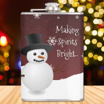 Cantil Red Snowman Winter Scense Christmas Flask<br><div class="desc">Aproveite a sua bebida adulta favorita com este festivo Red Snowman Winter Scene Christmas Flask. Flask design apresenta um feliz boneco de neve em uma cena de ventania de neve contra um fundo vermelho adornado com flocos de neve de cor correspondente e o ditado "Fazer Spirits Bright" que você pode...</div>