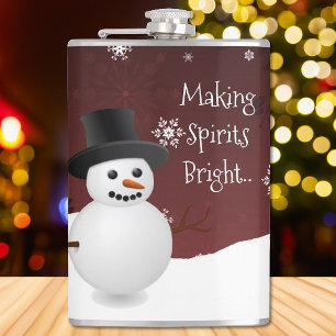 Cantil Red Snowman Winter Scense Christmas Flask
