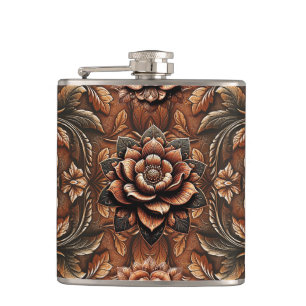 Cantil Relevo em Couro Falso com Estampa Floral Vintage