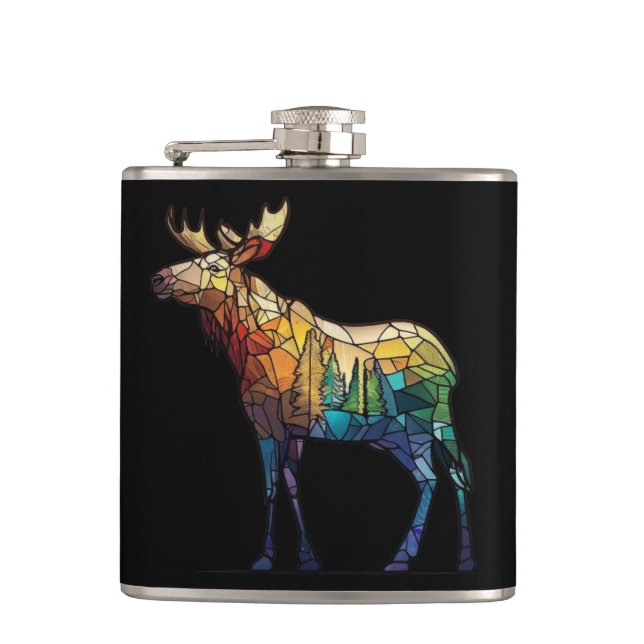 Cantil Retrato de Moose Animal Vidro escondido (Frente)