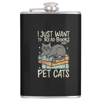 Cantil Retro I Just Want to Read Books and Pet Cats Cat