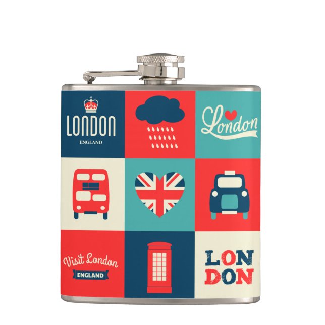 Cantil Retro London Collage Flask (Frente)