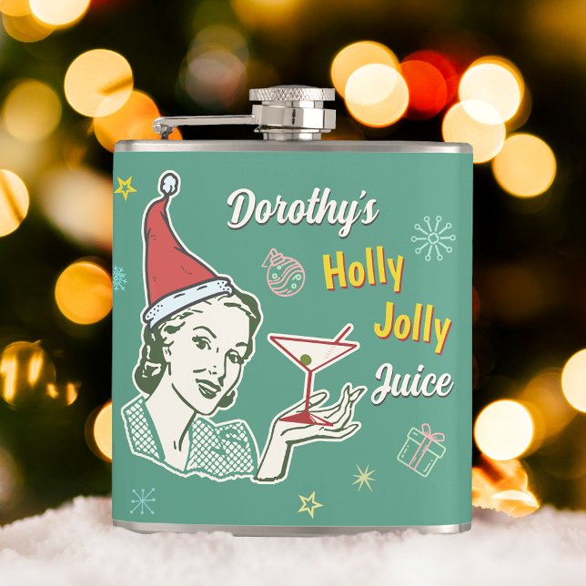 Cantil Retro Natal Holly Jolly Juice Engraçado Personaliz (Criador carregado)