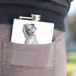 Cantil Retro Pinup Girl Hip Flask Miss Cherrie White