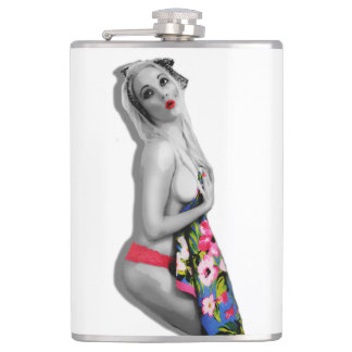 Cantil Retro Pinup Girl Hip Flask Miss Cherrie White