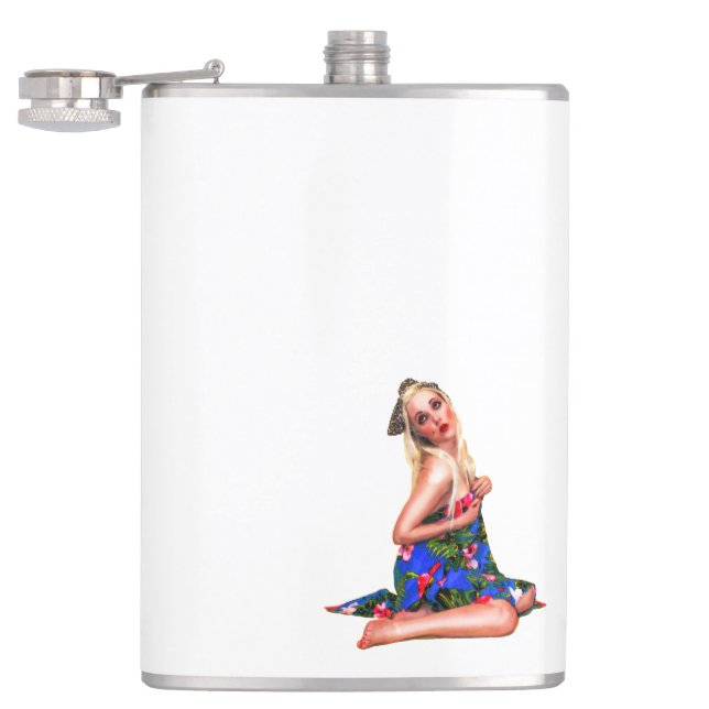 Cantil Retro Pinup Tropical Tiki Beach Girl White Hip (Aberto)