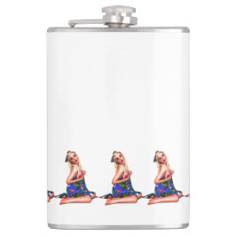 Cantil Ritmo Pinup Beach Girl Patterno White Hip Flask