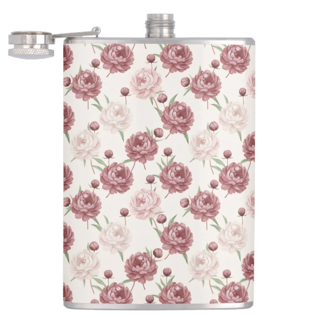 Cantil Romantic Blush & Burgundy Peony Floral Pattern (Aberto)