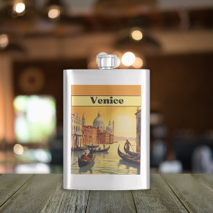 Cantil Romântica Hora Dourada Veneza Itália Viagem Vintag