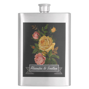 Cantil Romântico Floral Vintage de Rosas em Preto Legado