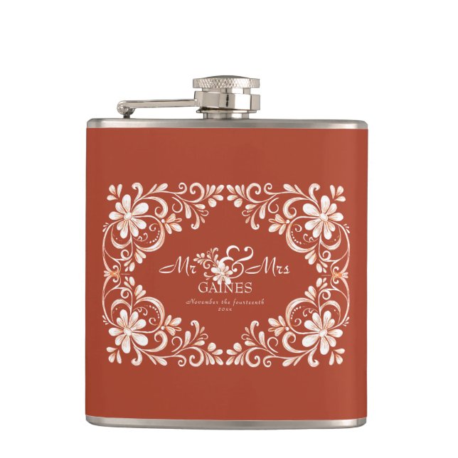 Cantil Romântico Vermelho Sr. e Sra. Wedding Flask (Frente)