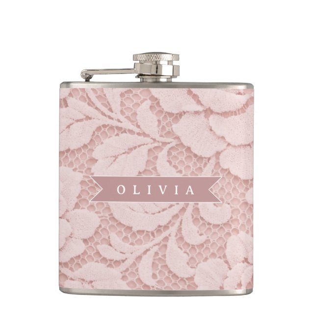 Cantil Rosa Bege Personalizado com Renda Floral Romântica (Frente)