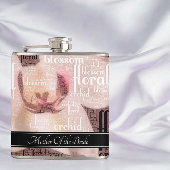 Cantil Rosa do Partido Casamento Personalizado Mãe Dourad (flask front design)