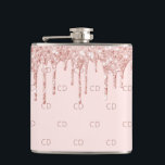 Cantil Rosa dourado - iniciais do monograma cor-de-rosa<br><div class="desc">Menina e glamourosa. Um fundo cor-de-rosa pincelado,  decorado com pingos de falso brilho no rosa. Personalize e adicione suas iniciais de monograma. Letras rosa douradas. As suas iniciais do monograma como um padrão de fundo. Perfeito para festas de aniversário,  chás de panela e festas de bachlorette.</div>