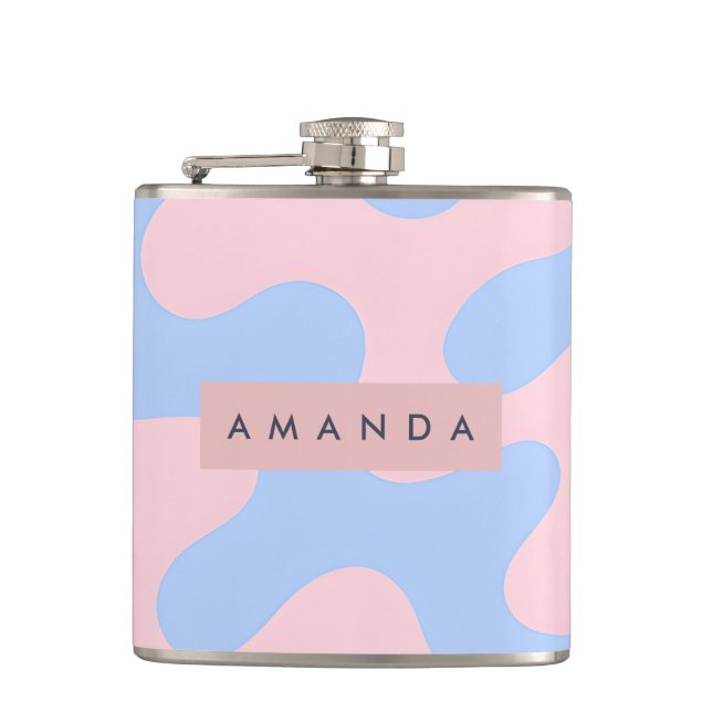 Cantil Rosa Pastel Personalizado e Azul Bebê Abstrato (Frente)