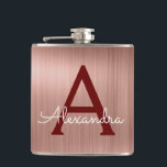 Cantil Rosa Rosa Rosa Rosa Rosa Dourada - Nome do Monogra<br><div class="desc">Cor-de-rosa-pincelado - Fraca-Rosa Dourada e Borgonha de Monograma Elegante de Metal Bruto. Este Flask pode ser personalizado para incluir seu nome inicial e próprio. O Dourado Flask Rosa Rosa Rosa Rosa é perfeito para uma comemoração de aniversário ou festa de solteira.</div>