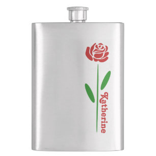 Cantil Rosa Vermelha Única Folhas de Caule Verde Personal