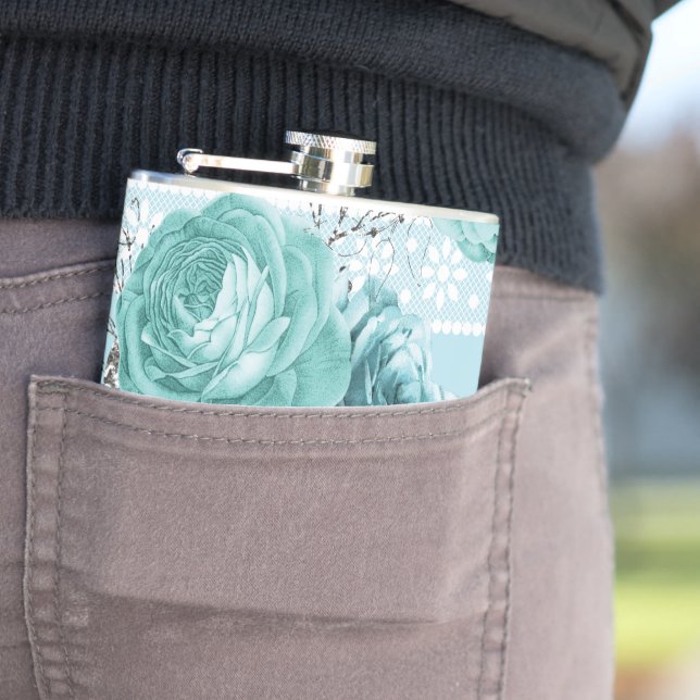 Cantil Rosas azuis com rendas (In Situ)