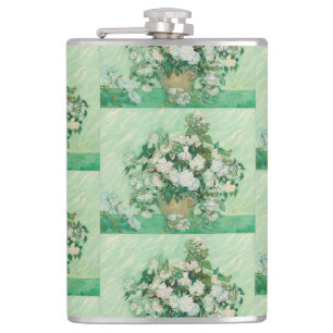 Cantil Rosas Brancas de Van Gogh - Arte Floral Menta Vint