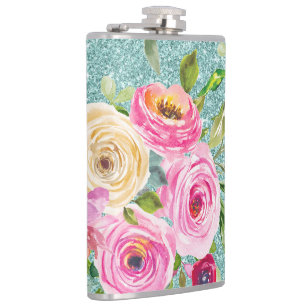 Cantil Rosas de aquarela rosa e creme