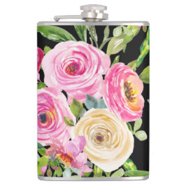 Cantil Rosas de aquarelas a rosa e creme a preto