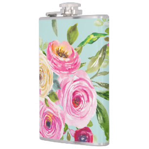 Cantil Rosas de aquarelas a rosa e creme em aqua