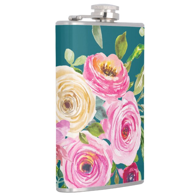 Cantil Rosas de aquarelas em rosa e creme no chão (Direita)