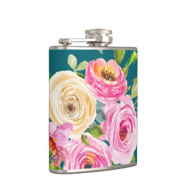 Cantil Rosas de aquarelas em rosa e creme no chão