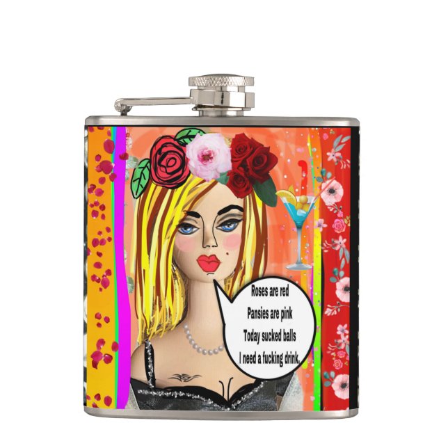Cantil Rosas FLASK são vermelhos, violetas são cor-de-ros (Frente)