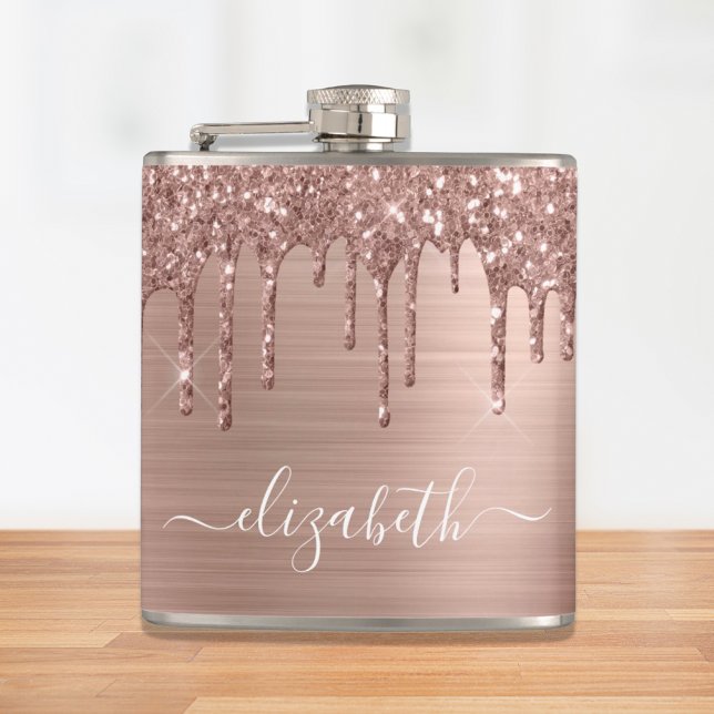 Cantil Rose Gold Glitter Drips Personalized (Criador carregado)