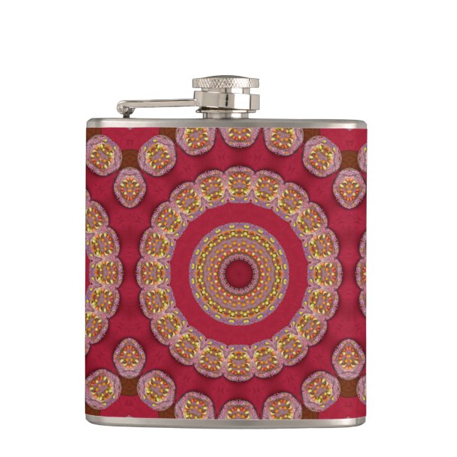 Cantil Rosetas Amarelas Douradas Vermelhas Mandala (Frente)