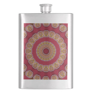 Cantil Rosetas Mandala Vermelho Dourado Amarelo