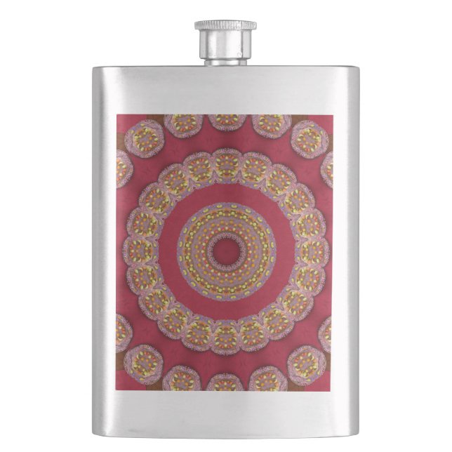 Cantil Rosetas Mandala Vermelho Dourado Amarelo (Frente)