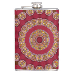 Cantil Rosetas Mandala Vermelho Dourado Amarelo