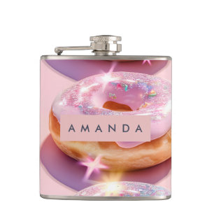 Cantil Rosquinha Personalizada Rosa Pastel Brilho