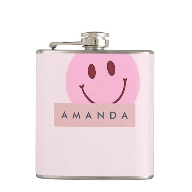 Cantil Rosto Sorridente Rosa Pastel Personalizado (Frente)